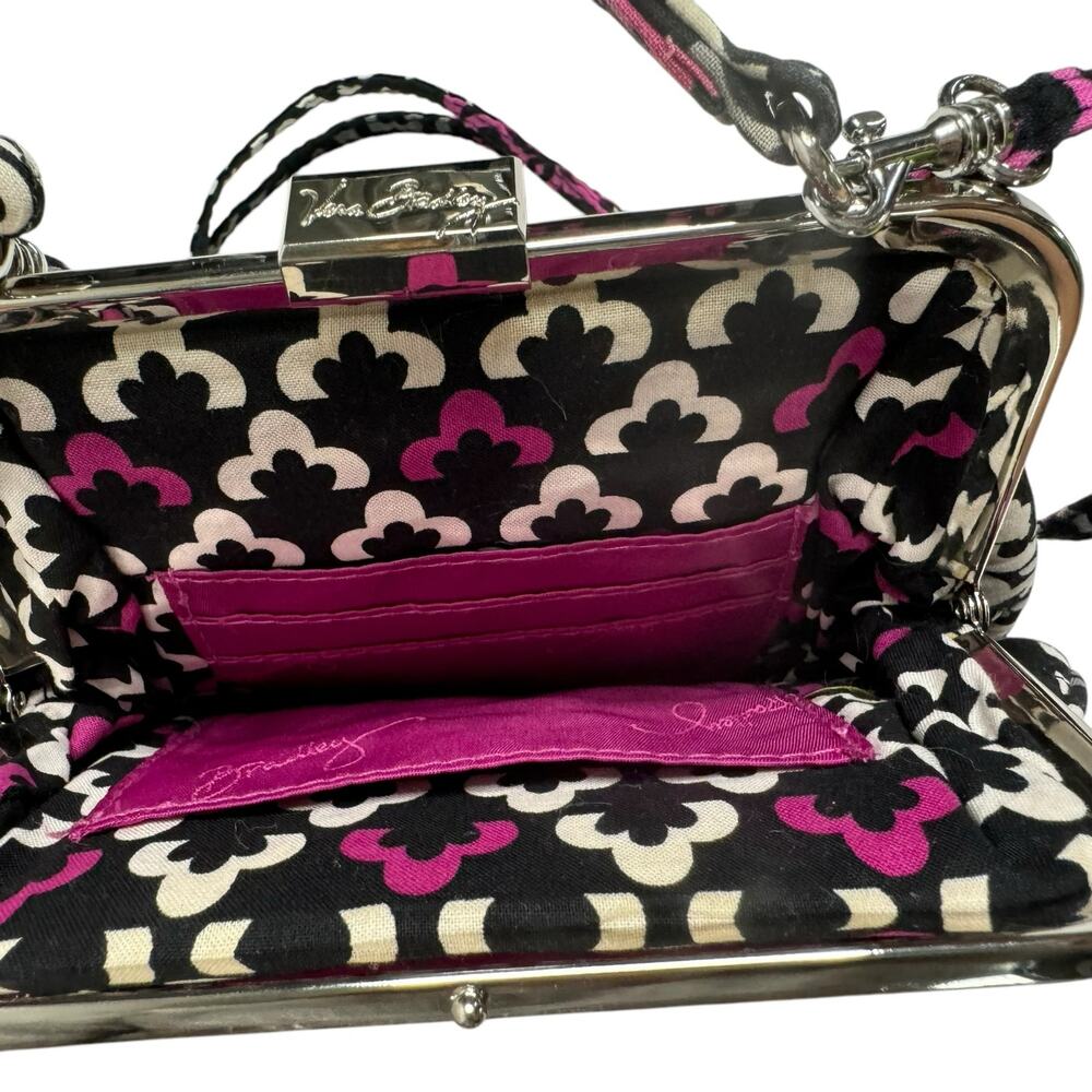 VERA BRADLEY Mini Frame Crossbody Bag in Canterberry Pink Black Gray Clasp - Picture 4 of 10